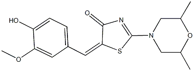 2-(2,6-dimethyl-4-morpholinyl)-5-(4-hydroxy-3-methoxybenzylidene)-1,3-thiazol-4(5H)-one Structure