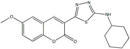 3-[5-(cyclohexylamino)-1,3,4-thiadiazol-2-yl]-6-methoxy-2H-chromen-2-one,403721-44-8,结构式