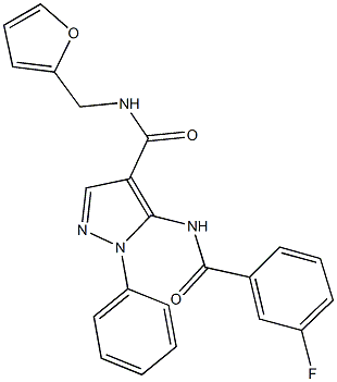 5-[(3-fluorobenzoyl)amino]-N-(2-furylmethyl)-1-phenyl-1H-pyrazole-4-carboxamide 结构式