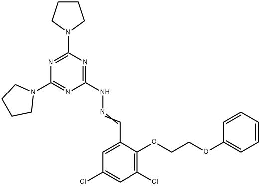 3,5-dichloro-2-(2-phenoxyethoxy)benzaldehyde (4,6-dipyrrolidin-1-yl-1,3,5-triazin-2-yl)hydrazone Struktur