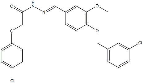 N'-{4-[(3-chlorobenzyl)oxy]-3-methoxybenzylidene}-2-(4-chlorophenoxy)acetohydrazide 化学構造式