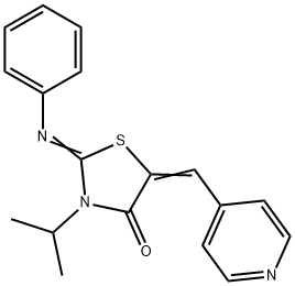 3-isopropyl-2-(phenylimino)-5-(4-pyridinylmethylene)-1,3-thiazolidin-4-one,404364-94-9,结构式