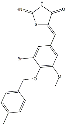 5-{3-bromo-5-methoxy-4-[(4-methylbenzyl)oxy]benzylidene}-2-imino-1,3-thiazolidin-4-one 化学構造式