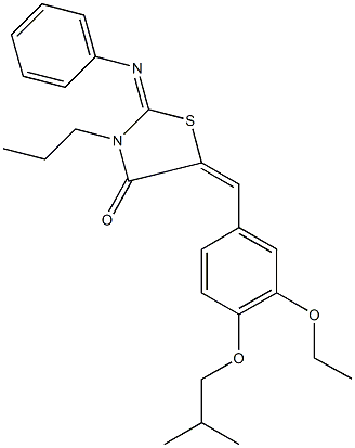 5-(3-ethoxy-4-isobutoxybenzylidene)-2-(phenylimino)-3-propyl-1,3-thiazolidin-4-one Structure