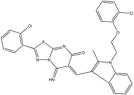 404848-50-6 6-({1-[2-(2-chlorophenoxy)ethyl]-2-methyl-1H-indol-3-yl}methylene)-2-(2-chlorophenyl)-5-imino-5,6-dihydro-7H-[1,3,4]thiadiazolo[3,2-a]pyrimidin-7-one