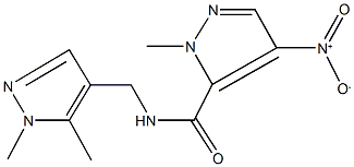 N-[(1,5-dimethyl-1H-pyrazol-4-yl)methyl]-4-nitro-1-methyl-1H-pyrazole-5-carboxamide Struktur