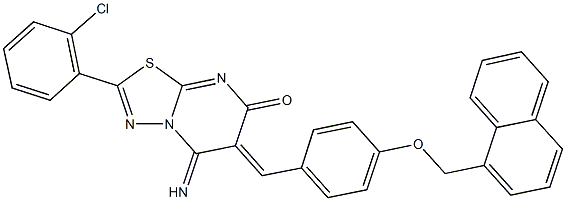 2-(2-chlorophenyl)-5-imino-6-[4-(1-naphthylmethoxy)benzylidene]-5,6-dihydro-7H-[1,3,4]thiadiazolo[3,2-a]pyrimidin-7-one,404858-02-2,结构式