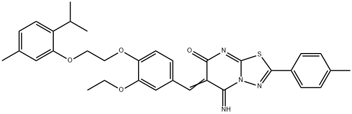 404894-26-4 6-{3-ethoxy-4-[2-(2-isopropyl-5-methylphenoxy)ethoxy]benzylidene}-5-imino-2-(4-methylphenyl)-5,6-dihydro-7H-[1,3,4]thiadiazolo[3,2-a]pyrimidin-7-one