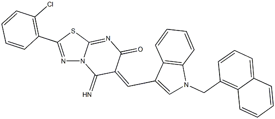 2-(2-chlorophenyl)-5-imino-6-{[1-(1-naphthylmethyl)-1H-indol-3-yl]methylene}-5,6-dihydro-7H-[1,3,4]thiadiazolo[3,2-a]pyrimidin-7-one|