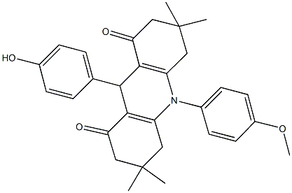 9-(4-hydroxyphenyl)-10-(4-methoxyphenyl)-3,3,6,6-tetramethyl-3,4,6,7,9,10-hexahydro-1,8(2H,5H)-acridinedione Structure