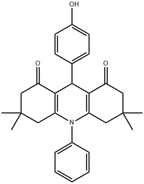 9-(4-hydroxyphenyl)-3,3,6,6-tetramethyl-10-phenyl-3,4,6,7,9,10-hexahydro-1,8(2H,5H)-acridinedione 化学構造式