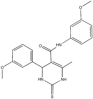 N,4-bis(3-methoxyphenyl)-6-methyl-2-thioxo-1,2,3,4-tetrahydropyrimidine-5-carboxamide 结构式