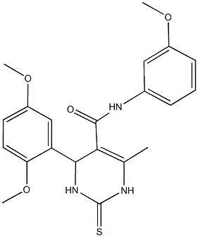 4-(2,5-dimethoxyphenyl)-N-(3-methoxyphenyl)-6-methyl-2-thioxo-1,2,3,4-tetrahydropyrimidine-5-carboxamide 化学構造式