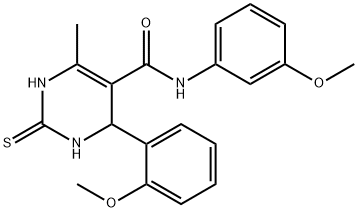 4-(2-methoxyphenyl)-N-(3-methoxyphenyl)-6-methyl-2-thioxo-1,2,3,4-tetrahydropyrimidine-5-carboxamide 结构式