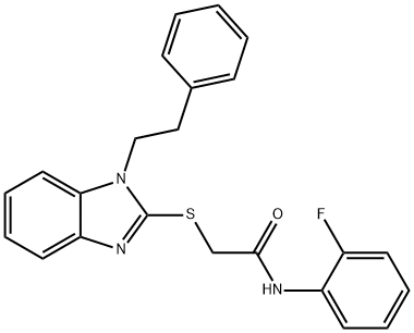 N-(2-fluorophenyl)-2-{[1-(2-phenylethyl)-1H-benzimidazol-2-yl]sulfanyl}acetamide Struktur