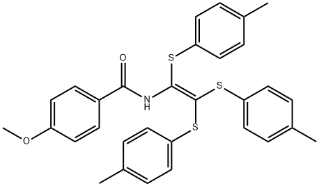 4-methoxy-N-{1,2,2-tris[(4-methylphenyl)sulfanyl]vinyl}benzamide Structure