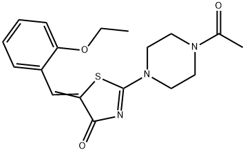 2-(4-acetyl-1-piperazinyl)-5-(2-ethoxybenzylidene)-1,3-thiazol-4(5H)-one Struktur