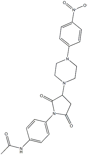 N-{4-[3-(4-{4-nitrophenyl}-1-piperazinyl)-2,5-dioxo-1-pyrrolidinyl]phenyl}acetamide 结构式