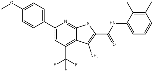 3-amino-N-(2,3-dimethylphenyl)-6-(4-methoxyphenyl)-4-(trifluoromethyl)thieno[2,3-b]pyridine-2-carboxamide,406180-24-3,结构式