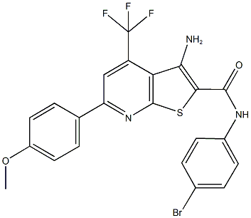 3-amino-N-(4-bromophenyl)-6-(4-methoxyphenyl)-4-(trifluoromethyl)thieno[2,3-b]pyridine-2-carboxamide Struktur