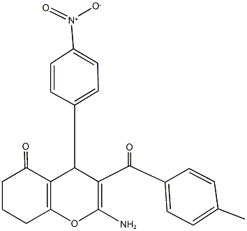 2-amino-4-{4-nitrophenyl}-3-(4-methylbenzoyl)-4,6,7,8-tetrahydro-5H-chromen-5-one Structure