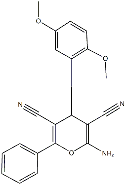 2-amino-4-(2,5-dimethoxyphenyl)-6-phenyl-4H-pyran-3,5-dicarbonitrile Structure