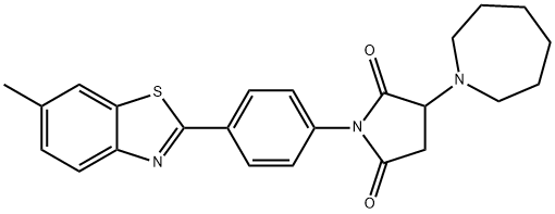 3-(1-azepanyl)-1-[4-(6-methyl-1,3-benzothiazol-2-yl)phenyl]-2,5-pyrrolidinedione 结构式