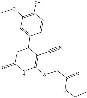 ethyl {[3-cyano-4-(4-hydroxy-3-methoxyphenyl)-6-oxo-1,4,5,6-tetrahydro-2-pyridinyl]sulfanyl}acetate Structure