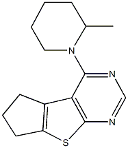 4-(2-methyl-1-piperidinyl)-6,7-dihydro-5H-cyclopenta[4,5]thieno[2,3-d]pyrimidine 化学構造式