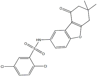 2,5-dichloro-N-(7,7-dimethyl-9-oxo-6,7,8,9-tetrahydrodibenzo[b,d]furan-2-yl)benzenesulfonamide Struktur