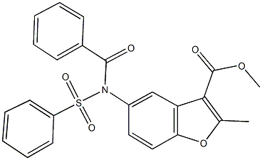 methyl 5-[benzoyl(phenylsulfonyl)amino]-2-methyl-1-benzofuran-3-carboxylate,406475-81-8,结构式