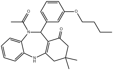 406914-75-8 10-acetyl-11-(3-butoxyphenyl)-3,3-dimethyl-2,3,4,5,10,11-hexahydro-1H-dibenzo[b,e][1,4]diazepin-1-one