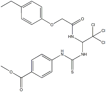 methyl 4-({[(2,2,2-trichloro-1-{[(4-ethylphenoxy)acetyl]amino}ethyl)amino]carbothioyl}amino)benzoate Struktur