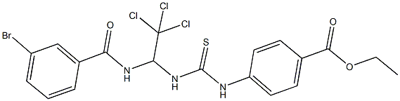 ethyl 4-{[({1-[(3-bromobenzoyl)amino]-2,2,2-trichloroethyl}amino)carbothioyl]amino}benzoate Structure