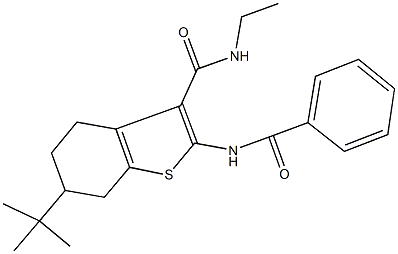 2-(benzoylamino)-6-tert-butyl-N-ethyl-4,5,6,7-tetrahydro-1-benzothiophene-3-carboxamide Struktur