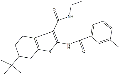 6-tert-butyl-N-ethyl-2-[(3-methylbenzoyl)amino]-4,5,6,7-tetrahydro-1-benzothiophene-3-carboxamide 结构式