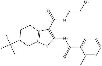 6-tert-butyl-N-(2-hydroxyethyl)-2-[(2-methylbenzoyl)amino]-4,5,6,7-tetrahydro-1-benzothiophene-3-carboxamide Structure