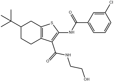 6-tert-butyl-2-[(3-chlorobenzoyl)amino]-N-(2-hydroxyethyl)-4,5,6,7-tetrahydro-1-benzothiophene-3-carboxamide|