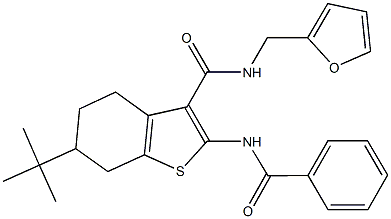 2-(benzoylamino)-6-tert-butyl-N-(2-furylmethyl)-4,5,6,7-tetrahydro-1-benzothiophene-3-carboxamide 结构式