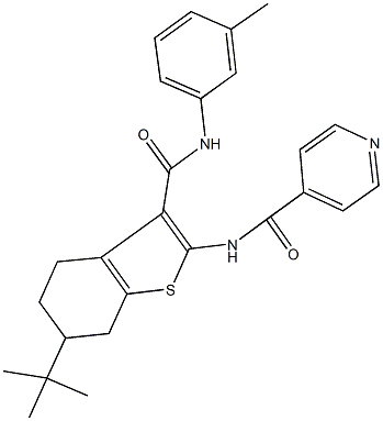 N-[6-tert-butyl-3-(3-toluidinocarbonyl)-4,5,6,7-tetrahydro-1-benzothien-2-yl]isonicotinamide Structure