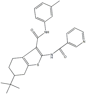 N-[6-tert-butyl-3-(3-toluidinocarbonyl)-4,5,6,7-tetrahydro-1-benzothien-2-yl]nicotinamide Structure