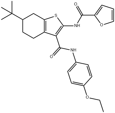 N-{6-tert-butyl-3-[(4-ethoxyanilino)carbonyl]-4,5,6,7-tetrahydro-1-benzothien-2-yl}-2-furamide,407589-03-1,结构式