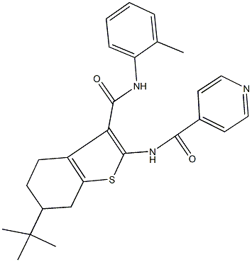 N-[6-tert-butyl-3-(2-toluidinocarbonyl)-4,5,6,7-tetrahydro-1-benzothien-2-yl]isonicotinamide 结构式