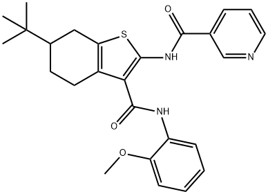 N-{6-tert-butyl-3-[(2-methoxyanilino)carbonyl]-4,5,6,7-tetrahydro-1-benzothien-2-yl}nicotinamide,407589-69-9,结构式