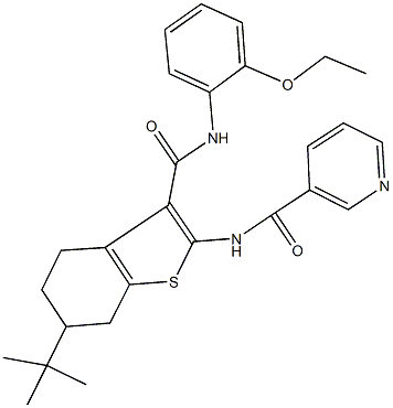 N-{6-tert-butyl-3-[(2-ethoxyanilino)carbonyl]-4,5,6,7-tetrahydro-1-benzothien-2-yl}nicotinamide,407590-01-6,结构式