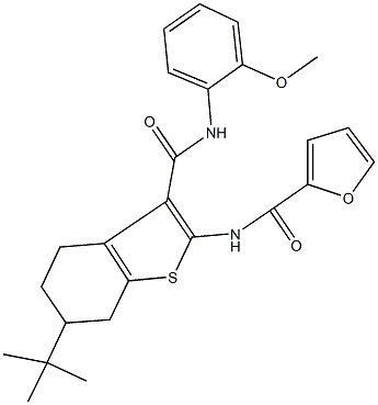 N-{6-tert-butyl-3-[(2-methoxyanilino)carbonyl]-4,5,6,7-tetrahydro-1-benzothien-2-yl}-2-furamide 化学構造式