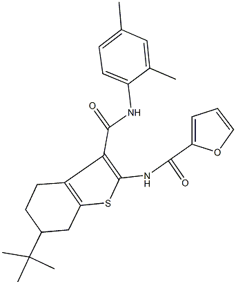 N-{6-tert-butyl-3-[(2,4-dimethylanilino)carbonyl]-4,5,6,7-tetrahydro-1-benzothien-2-yl}-2-furamide 结构式