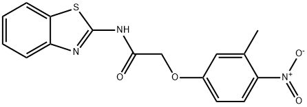 N-(1,3-benzothiazol-2-yl)-2-{4-nitro-3-methylphenoxy}acetamide Struktur