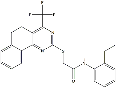 N-(2-ethylphenyl)-2-{[4-(trifluoromethyl)-5,6-dihydrobenzo[h]quinazolin-2-yl]sulfanyl}acetamide,409351-56-0,结构式