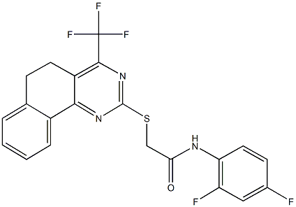 N-(2,4-difluorophenyl)-2-{[4-(trifluoromethyl)-5,6-dihydrobenzo[h]quinazolin-2-yl]sulfanyl}acetamide,409351-97-9,结构式